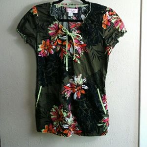 Flowered scrub top